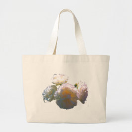Elegante witte perzik sinaasappel blush rozen grote tote bag