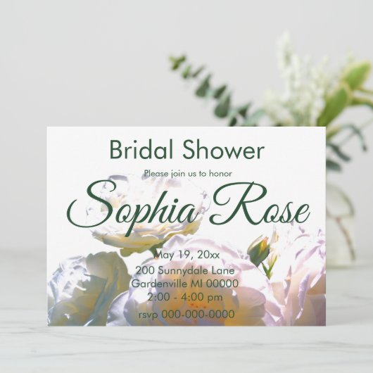 Elegante witte perzik sinaasappel blush rozen kaart (Staand voorkant)