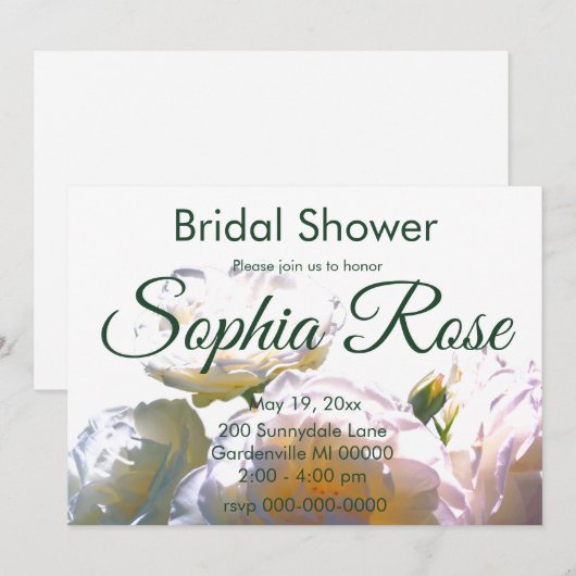 Elegante witte perzik sinaasappel blush rozen kaart (Voorkant / Achterkant)