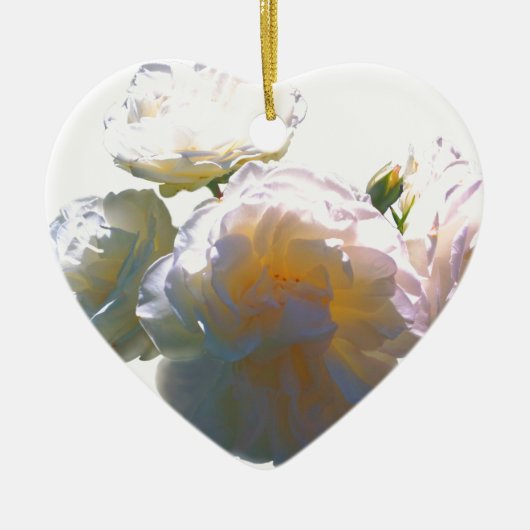 Elegante witte perzik sinaasappel blush rozen keramisch ornament (Voorkant)