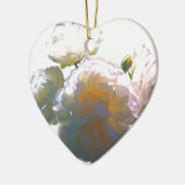 Elegante witte perzik sinaasappel blush rozen keramisch ornament (Links)