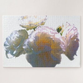 Elegante witte perzik sinaasappel blush rozen legpuzzel