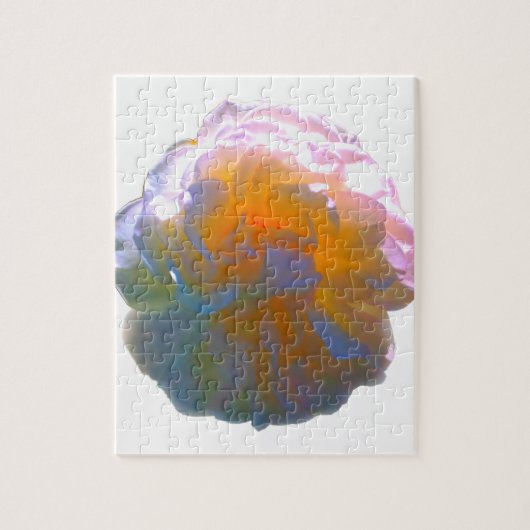 Elegante witte perzik sinaasappel blush rozen legpuzzel (Verticaal)