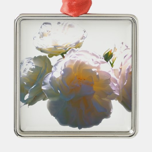 Elegante witte perzik sinaasappel blush rozen metalen ornament (Voorkant)