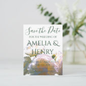 Elegante witte perzik sinaasappel blush rozen save the date (Staand voorkant)