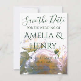 Elegante witte perzik sinaasappel blush rozen save the date