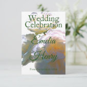 Elegante witte perzik sinaasappel blush rozen save the date (Staand voorkant)