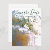 Elegante witte perzik sinaasappel blush rozen save the date (Voorkant / Achterkant)
