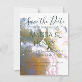 Elegante witte perzik sinaasappel blush rozen save the date
