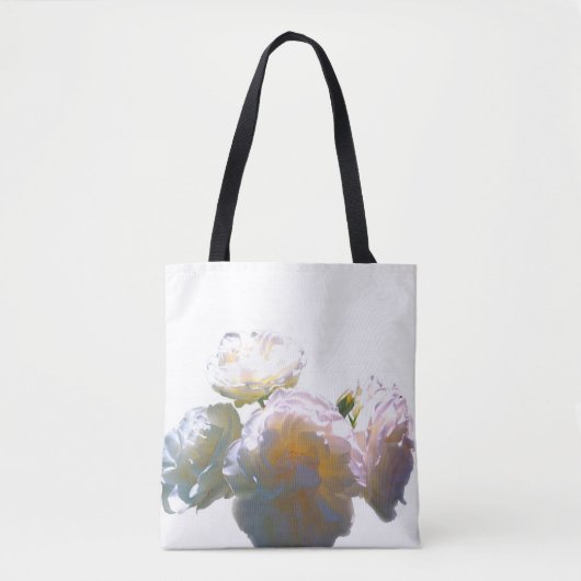 Elegante witte perzik sinaasappel blush rozen tote bag (Voorkant)