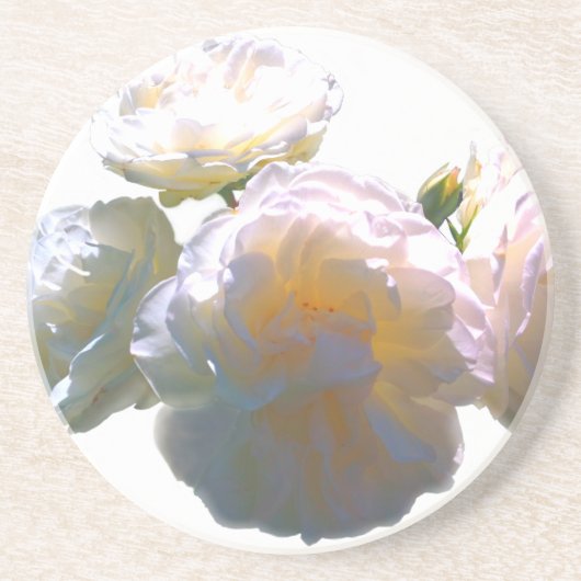 Elegante witte perzik sinaasappel blush rozen zandsteen onderzetter (Voorkant)