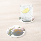 Elegante witte perzik sinaasappel blush rozen zandsteen onderzetter (Zijkant)