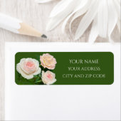 Elegante witte perzikroze rozen etiket