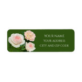 Elegante witte perzikroze rozen etiket (Voorkant)