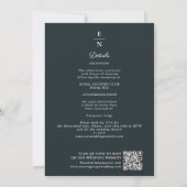 Elegante Witte Pioen Art Nouveau QR Code Bruiloft Kaart (Achterkant)