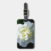 Elegante witte pioen bloemenwitte bloem foto bagagelabel (Voorkant verticaal)