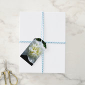 Elegante witte pioen bloemenwitte bloem foto cadeaulabel (Met Touw)
