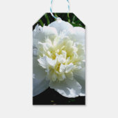 Elegante witte pioen bloemenwitte bloem foto cadeaulabel (Voorkant)
