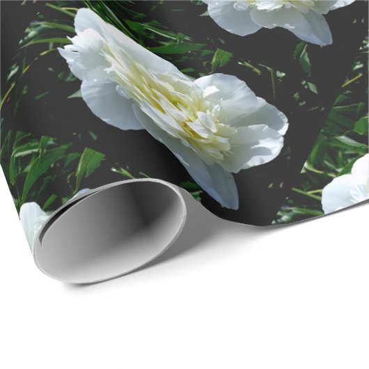 Elegante witte pioen bloemenwitte bloem foto cadeaupapier (Rol Hoek)