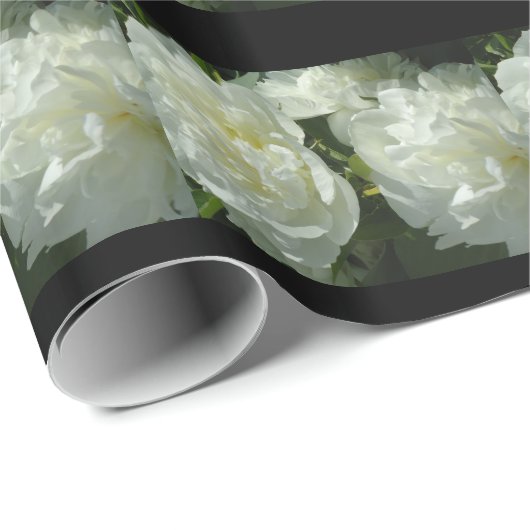 Elegante witte pioen bloemenwitte bloem foto cadeaupapier (Rol Hoek)