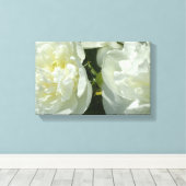 Elegante witte pioen bloemenwitte bloem foto canvas afdruk (Insitu (Houten vloer))