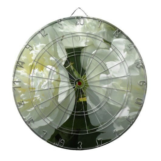 Elegante witte pioen bloemenwitte bloem foto dartbord (Voorkant)