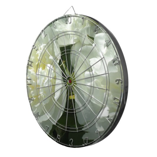 Elegante witte pioen bloemenwitte bloem foto dartbord (Voorkant Rechts)