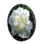 Elegante witte pioen bloemenwitte bloem foto dartbord (Voorkant Rechts)