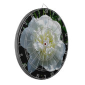 Elegante witte pioen bloemenwitte bloem foto dartbord (Voorkant Links)