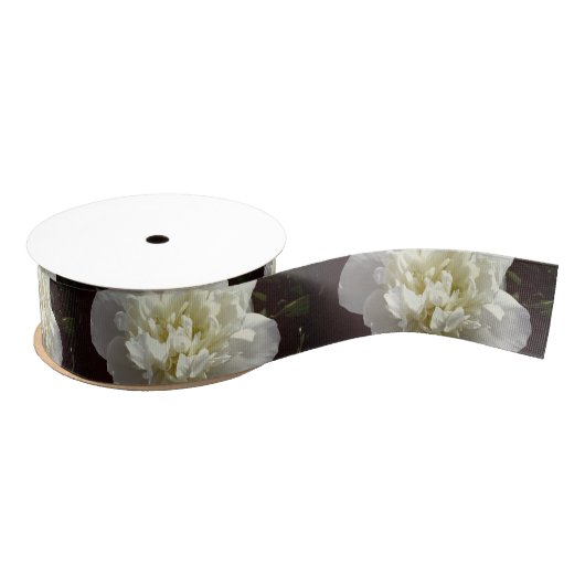 Elegante witte pioen bloemenwitte bloem foto grosgrain lint (Spoel)