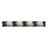 Elegante witte pioen bloemenwitte bloem foto grosgrain lint (Voorkant)