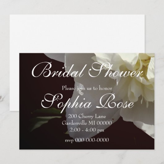 Elegante witte pioen bloemenwitte bloem foto kaart (Voorkant / Achterkant)