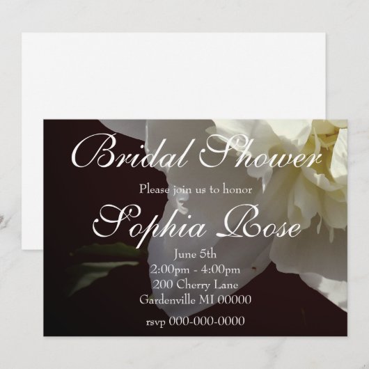 Elegante witte pioen bloemenwitte bloem foto kaart (Voorkant / Achterkant)