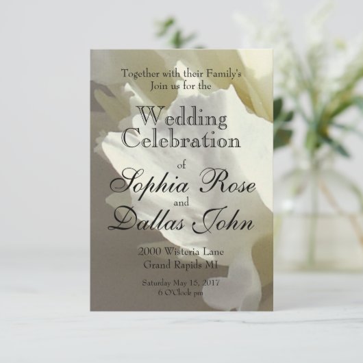 Elegante witte pioen bloemenwitte bloem foto kaart (Staand voorkant)