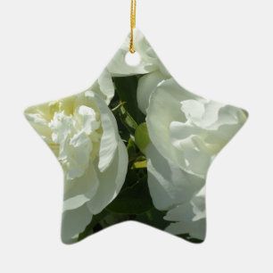 Elegante witte pioen bloemenwitte bloem foto keramisch ornament