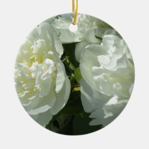 Elegante witte pioen bloemenwitte bloem foto keramisch ornament