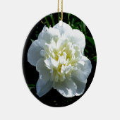Elegante witte pioen bloemenwitte bloem foto keramisch ornament (Rechts)