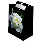 Elegante witte pioen bloemenwitte bloem foto medium cadeauzakje (Achterkant Gekanteld)