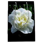 Elegante witte pioen bloemenwitte bloem foto medium cadeauzakje (Voorkant)