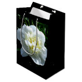 Elegante witte pioen bloemenwitte bloem foto medium cadeauzakje (Voorkant Gekanteld)
