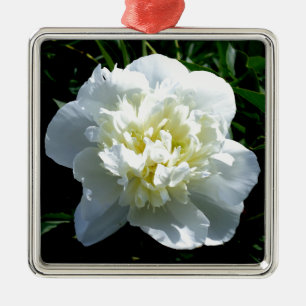 Elegante witte pioen bloemenwitte bloem foto metalen ornament