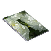 Elegante witte pioen bloemenwitte bloem foto notitieboek (Rechterzijde)