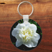 Elegante witte pioen bloemenwitte bloem foto sleutelhanger (Voorkant)