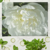 Elegante witte pioen bloemenwitte bloem foto theedoek (Gevouwen)