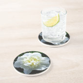 Elegante witte pioen bloemenwitte bloem foto zandsteen onderzetter (Zijkant)