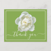 Elegante Witte Pioen Botanische Kleurrijke Bedankt Briefkaart (Voorkant)