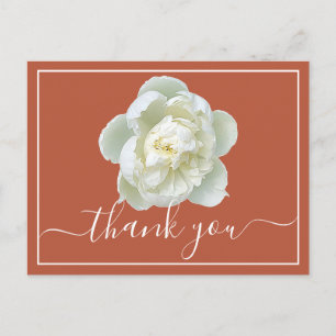 Elegante Witte Pioen Botanische Kleurrijke Dank Je Briefkaart