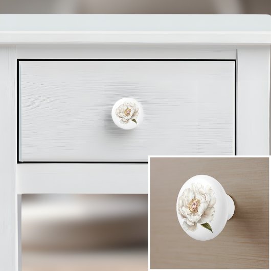 Elegante witte pioenbloem Franse boerderij Keramische Knop