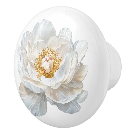 Elegante witte pioenbloem Franse boerderij Keramische Knop (Rechts)