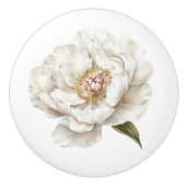 Elegante witte pioenbloem Franse boerderij Keramische Knop (Voorkant)